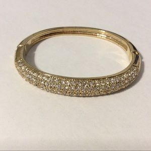 ✨Gold Tone Bangle Bracelet with Rhinestone Plate✨